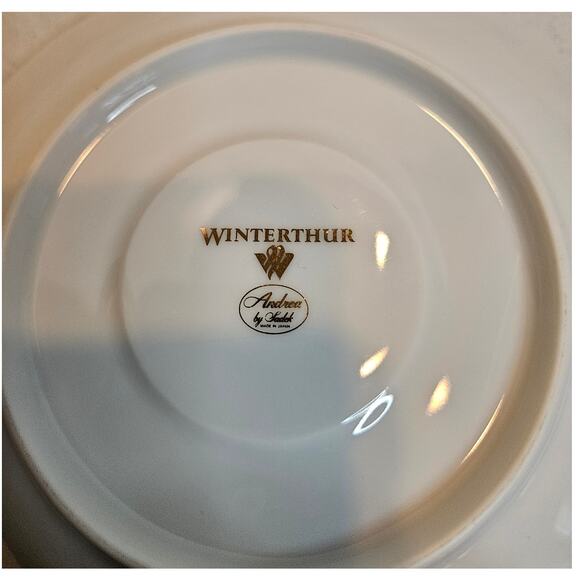 Teacup and Saucer Andrea by Sadek Winterthur porcelain Red Gold - Picture 5 of 9